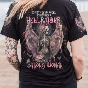 ALWAYS A STRONG WOMAN SKELETON WINGS ROSE ALL OVER 2