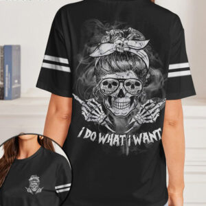 I DO WHAT I WANT SKULL BLACK AND WHITE ALL OVER 2