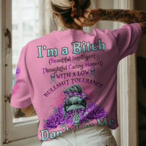 IM A B DONT TRY ME PURPLE ROSE ALL OVER