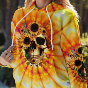 SHE IS SUNSHINE SKULL SUNFLOWER TIE DYE ALL OVER 3