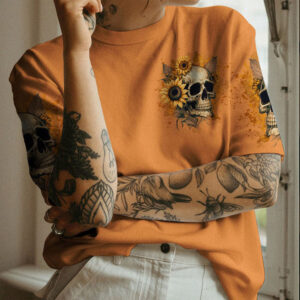 She Is Sunshine Sunflower Skull 3D All Over Hoodie 1