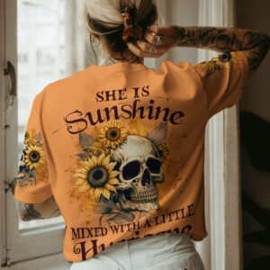 She Is Sunshine Sunflower Skull 3D All Over Hoodie