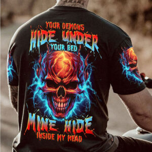 YOUR DEMONS HIDE UNDER YOUR BED THUNDER SKULL ALL OVER