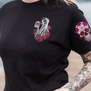 A STRONG WOMAN LOOKS DANGER SUGAR SKULL ALL OVER 3