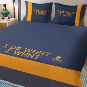 BLUE YELLOW SKULL BEDDING SET