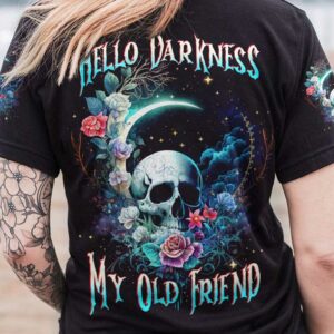 HELLO DARKNESS MY OLD FRIEND CRESCENT MOON SKULL ALL OVER