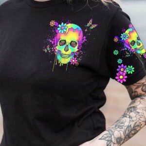 I AM A SWEET GIRL FLOWER SKULL ALL OVER 3