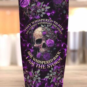 I AM THE STORM ROSE SKULL TUMBLER