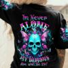 IM NEVER ALONE ROSE BUTTERFLY SKULL ALL OVER