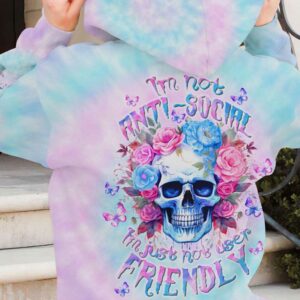 IM NOT ANTI SOCIAL MAD SKULL FLOWER ALL OVER