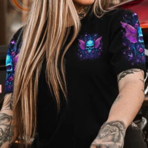 KARMA FAIRY PINK SKULL WINGS ALL OVER PRINT HOODIE 3