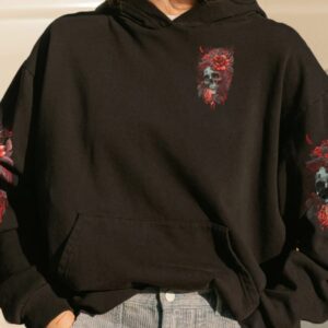 LOVE ME LIKE MY DEMONS DO ROSE SKULL ALL OVER PRINT HOODIE 1