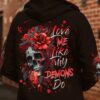 LOVE ME LIKE MY DEMONS DO ROSE SKULL ALL OVER PRINT HOODIE