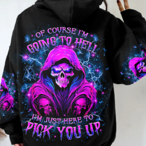 OF COURSE IM GOING TO HELL SKULL ALL OVER PRINT HOODIE 2