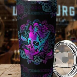 PERSONALIZED SKULL ROSE MANDALA TUMBLER 1
