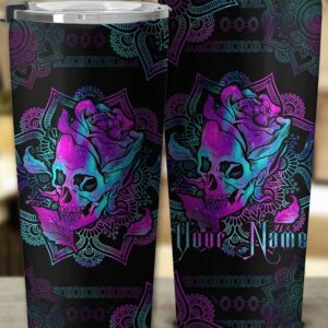 PERSONALIZED SKULL ROSE MANDALA TUMBLER