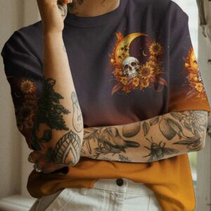 SHE IS SUNSHINE CRESCENT MOON SKULL SUNFLOWER ALL OVER 3