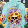 SHE IS SUNSHINE SKULL SUNFLOWERS ALL OVER PRINT HOODIE