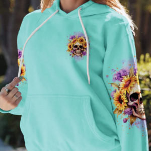 SHE IS SUNSHINE SKULL SUNFLOWERS ALL OVER PRINT HOODIE 2