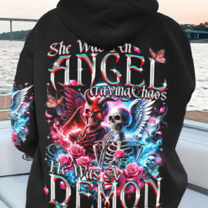 SHE WAS AN ANGEL CRAVING CHAOS ALL OVER PRINT HOODIE