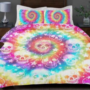 SKULL TIE DYE PATTERN BEDDING SET
