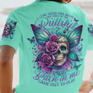 THE GOOD GIRL IN ME SKULL WINGS ROSE ALL OVER 2