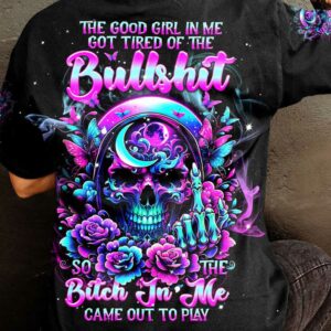 THE GOOD GIRL IN ME SKULLS FLOWER ALL OVER