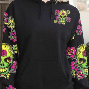 WARNING THIS TATTOOED GIRL FLOWER SUGAR SKULL ALL OVER