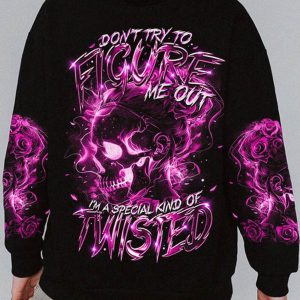 DONT TRY TO FIGURE ME OUT MESSY BUN SKULL ALL OVER 3