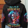 DONT TRY TO FIGURE ME OUT SKULL GIRL ALL OVER PRINT HOODIE