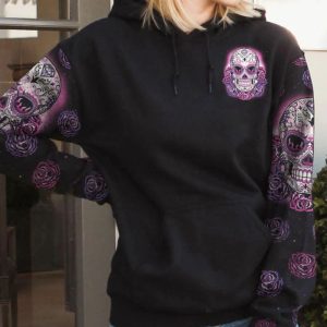 DONT TRY TO FIGURE ME OUT SUGAR SKULL ROSE ALL OVER PRINT HOODIE