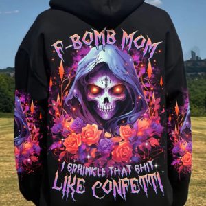 F BOMB MOM REAPER FLOWER ALL OVER PRINT HOODIE 1