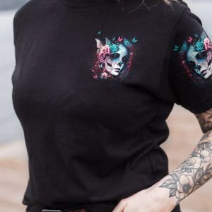 HATED BY MANY WANTED BY PLENTY SKULL FLOWER ALL OVER PRINT T SHIRT