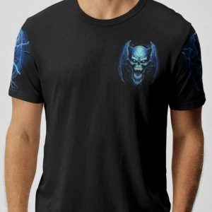 HEAVEN DONT WANT ME SKULL WINGS ALL OVER PRINT T SHIRT