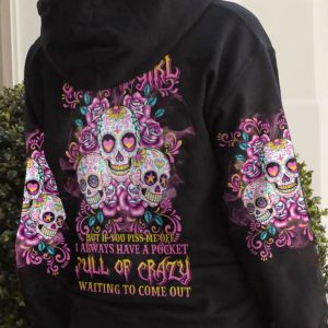 I AM A SWEET GIRL 3 SUGAR SKULLS ALL OVER PRINT HOODIE 1