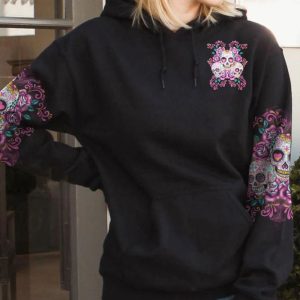 I AM A SWEET GIRL 3 SUGAR SKULLS ALL OVER PRINT HOODIE