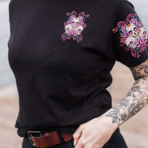 I AM A SWEET GIRL 3 SUGAR SKULLS ALL OVER PRINT T SHIRT 1