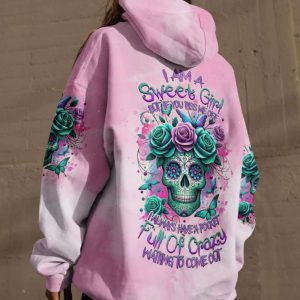 I AM A SWEET GIRL BUT IF YOU PISS ME OFF SUGAR SKULL ALL OVER PRINT HOODIE 1