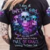 I AM A SWEET GIRL PURPLE FLOWER SKULL ALL OVER 2