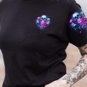 I AM A SWEET GIRL PURPLE FLOWER SKULL ALL OVER 3
