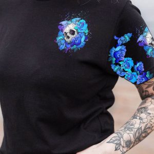 I AM THE STORM BLUE FLOWER SKULL ALL OVER 3