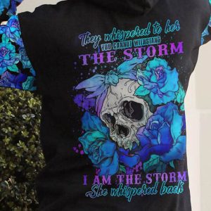 I AM THE STORM BLUE FLOWER SKULL ALL OVER
