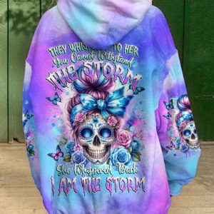 I AM THE STORM MESSY BUN ALL OVER PRINT HOODIE 1