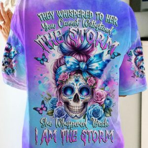I AM THE STORM MESSY BUN ALL OVER PRINT T SHIRT