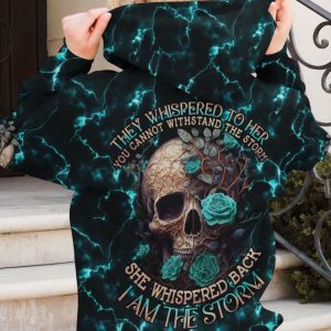 I AM THE STORM ROSE SKULL ALL OVER PRINT HOODIE