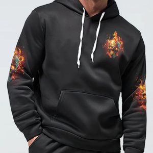 I AM WHO I AM FIRE SKULL ALL OVER PRINT HOODIE