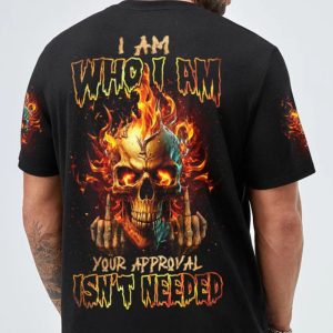 I AM WHO I AM FIRE SKULL ALL OVER PRINT T SHIRT