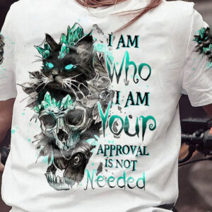 I AM WHO I AM SKULL BLACK CAT ALL OVER 2