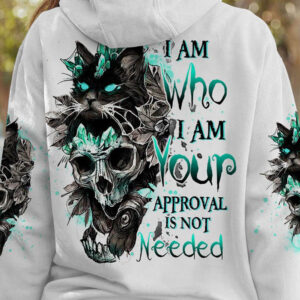 I AM WHO I AM SKULL BLACK CAT ALL OVER