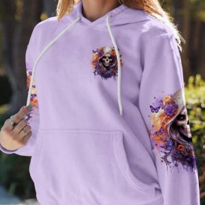 I AM WHO I AM SKULL LADY ALL OVER PRINT HOODIE